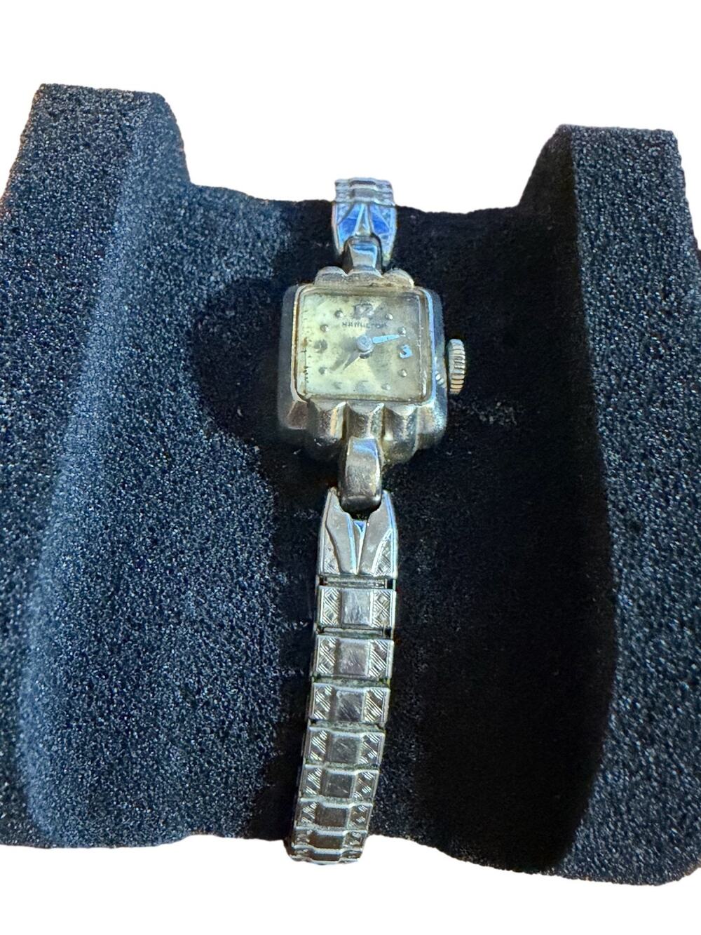 Hamilton Women's Gold Tone Mechanical Bracelet Watch Square Case